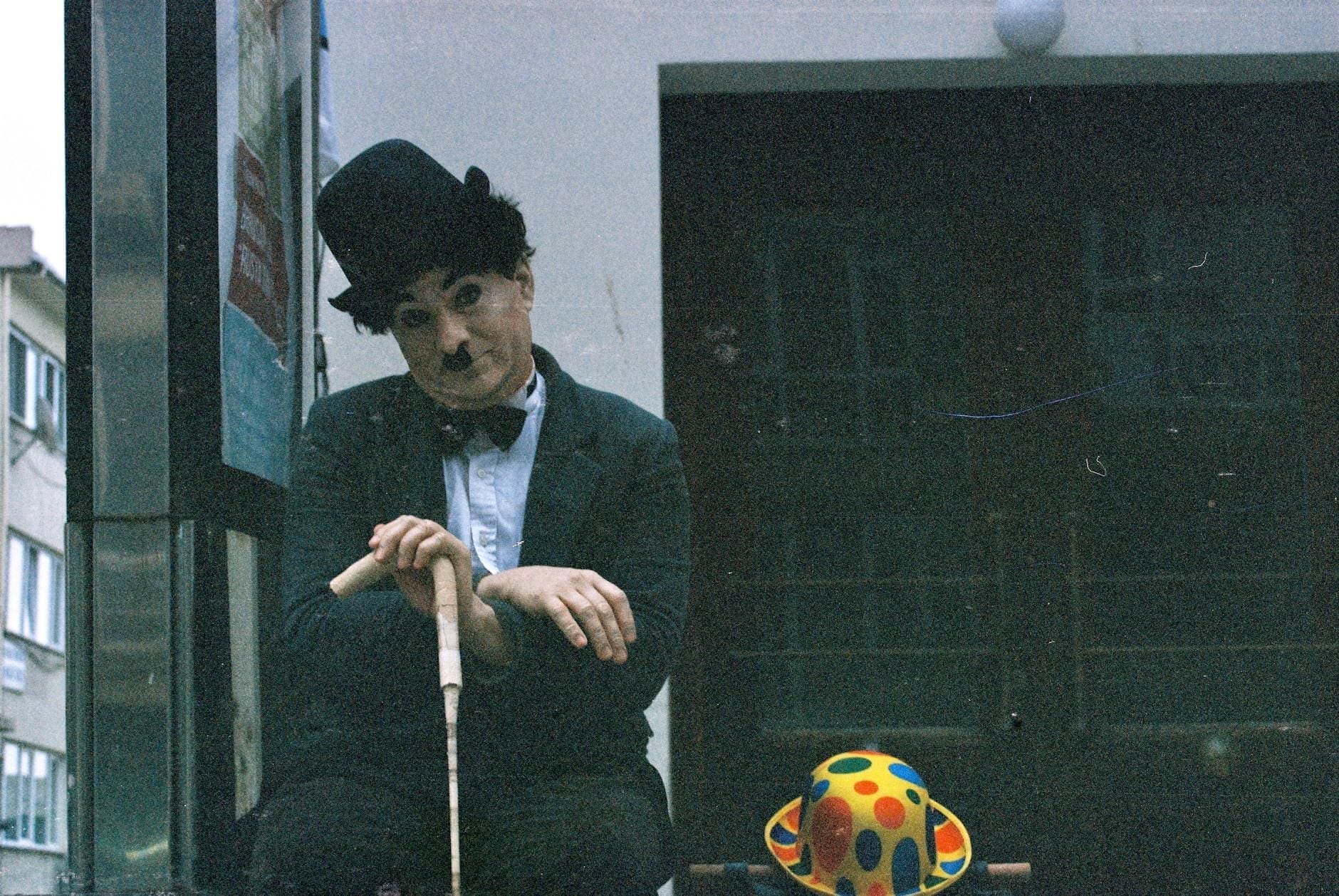 performer in charlie chaplin costume