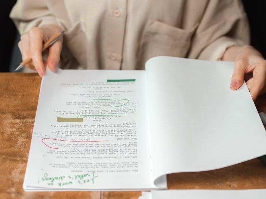 professional drama professor looking at a script