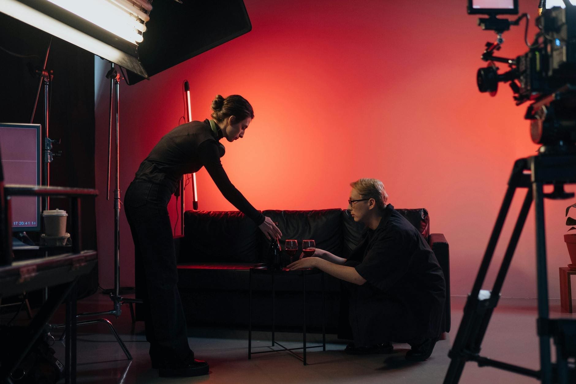 crew arranging the set