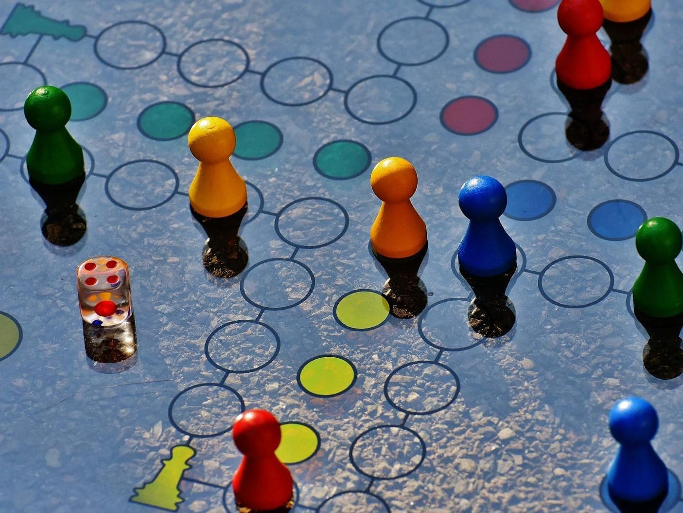blue and yellow board game