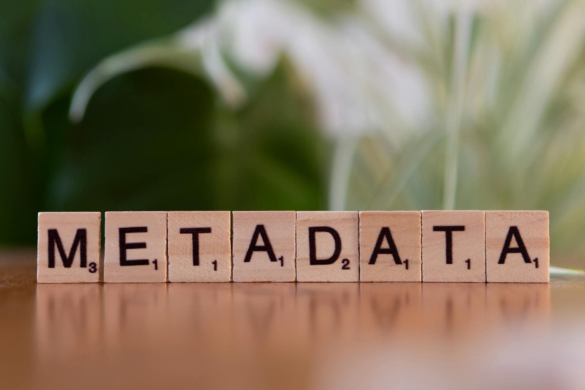 metadata wooden block letters on a table
