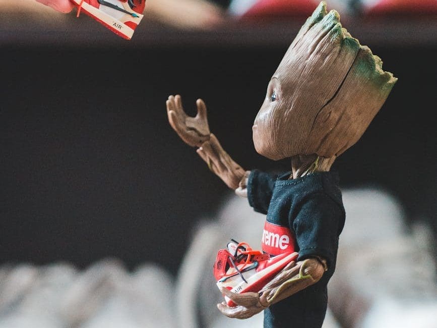 superhero tree receiving tiny sneakers