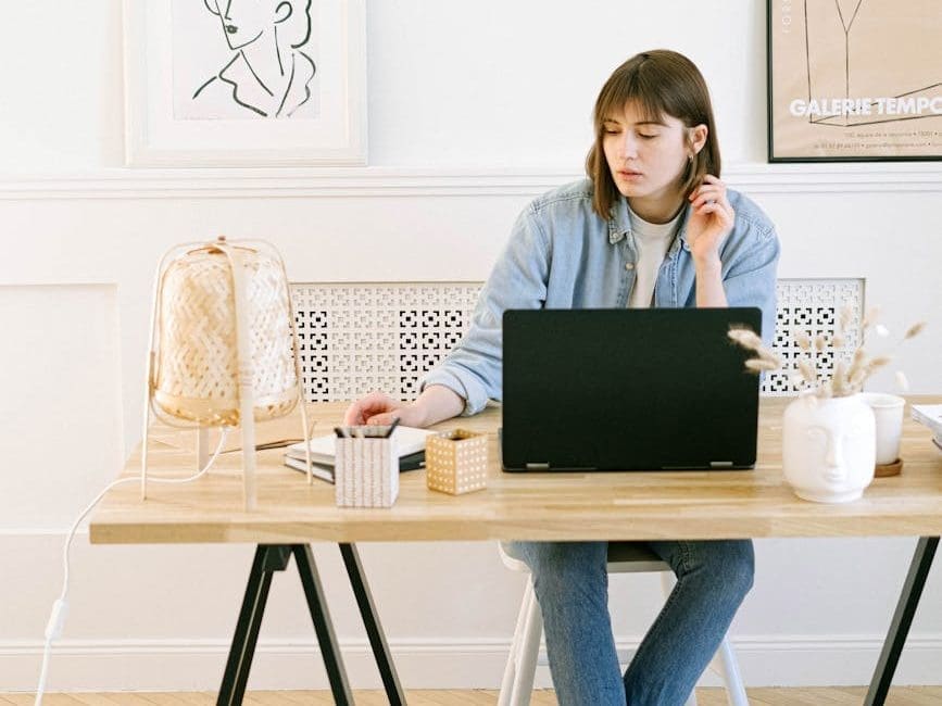woman working in home office