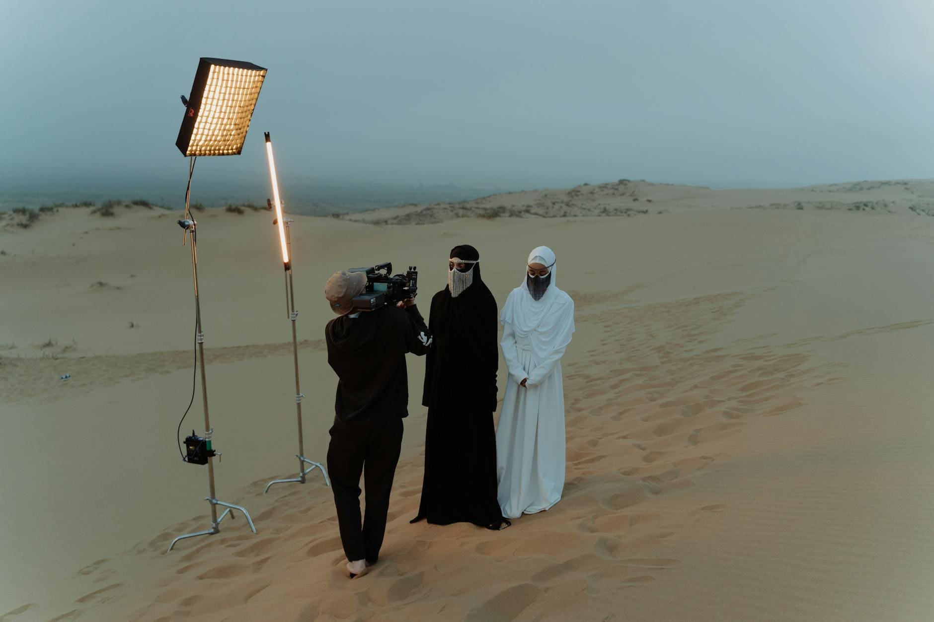 a cameraman on the desert