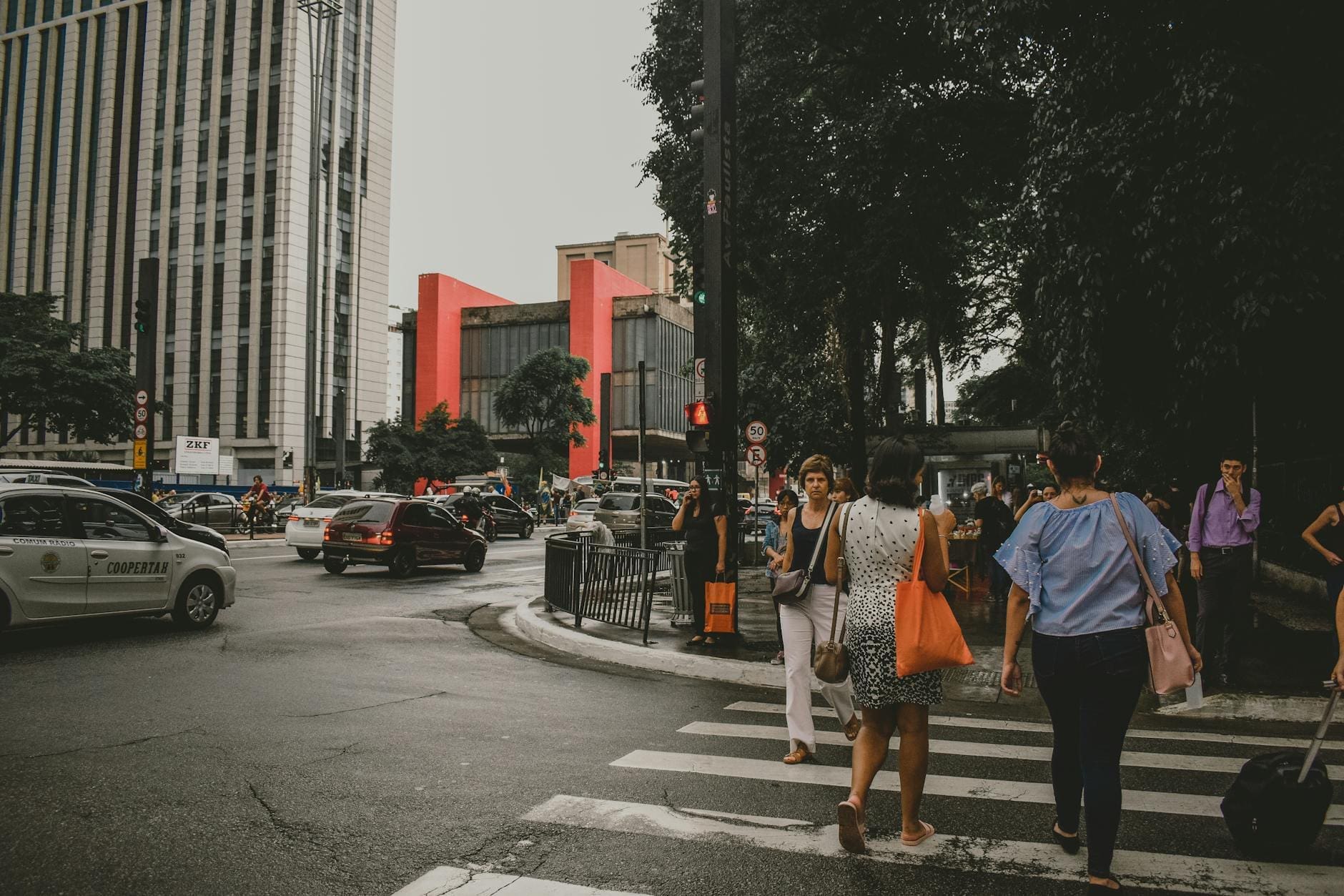 people crossing the street